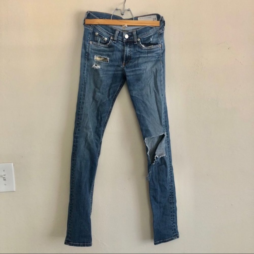 Rag and Bone Ripped Low Rise Skinny Jeans